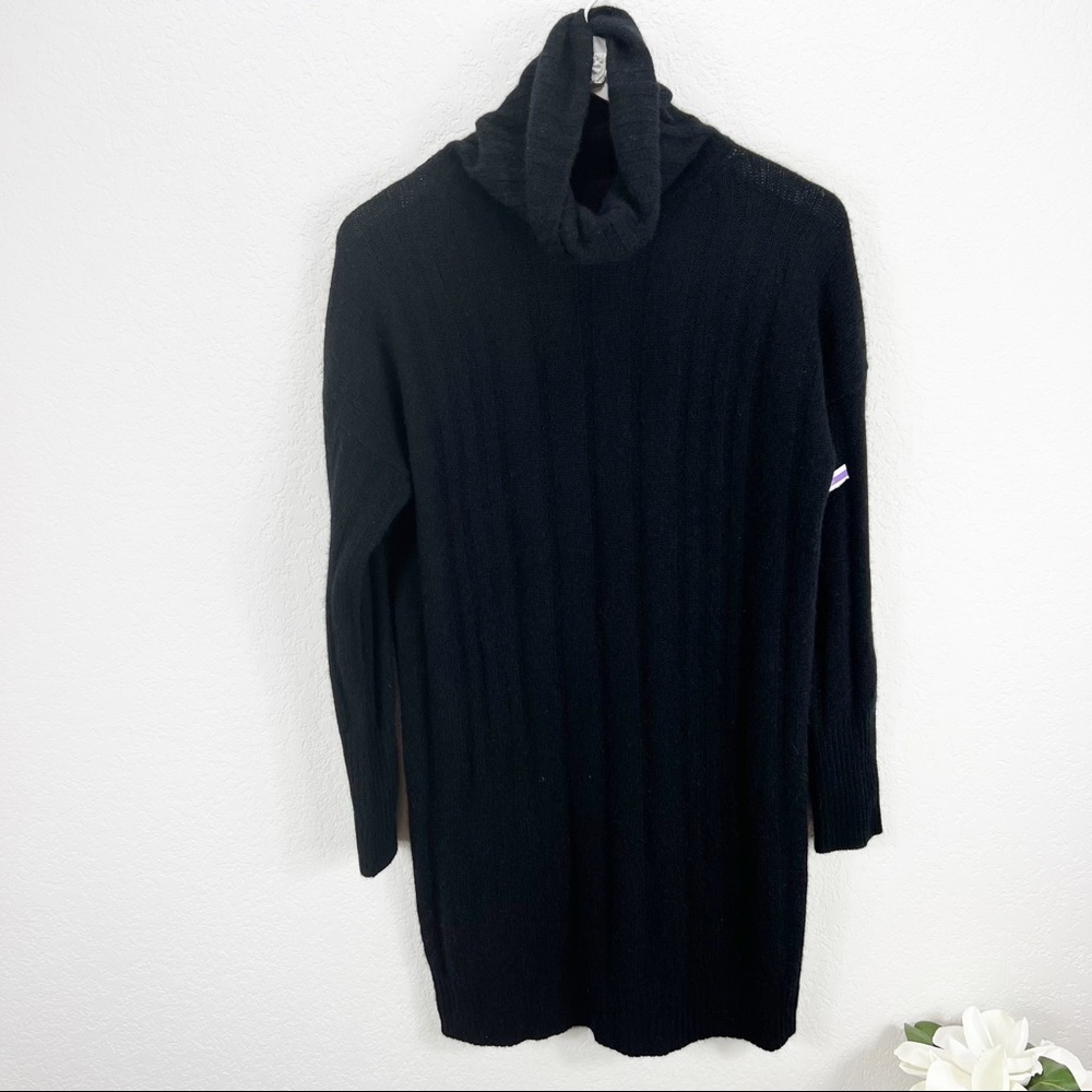 360 Cashmere Daniela Turtleneck Ribbed Black Sweater Dress XS NEW - Picture 2 of 8